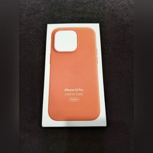 Apple iPhone 14 Pro Orange Genuine Leather Case